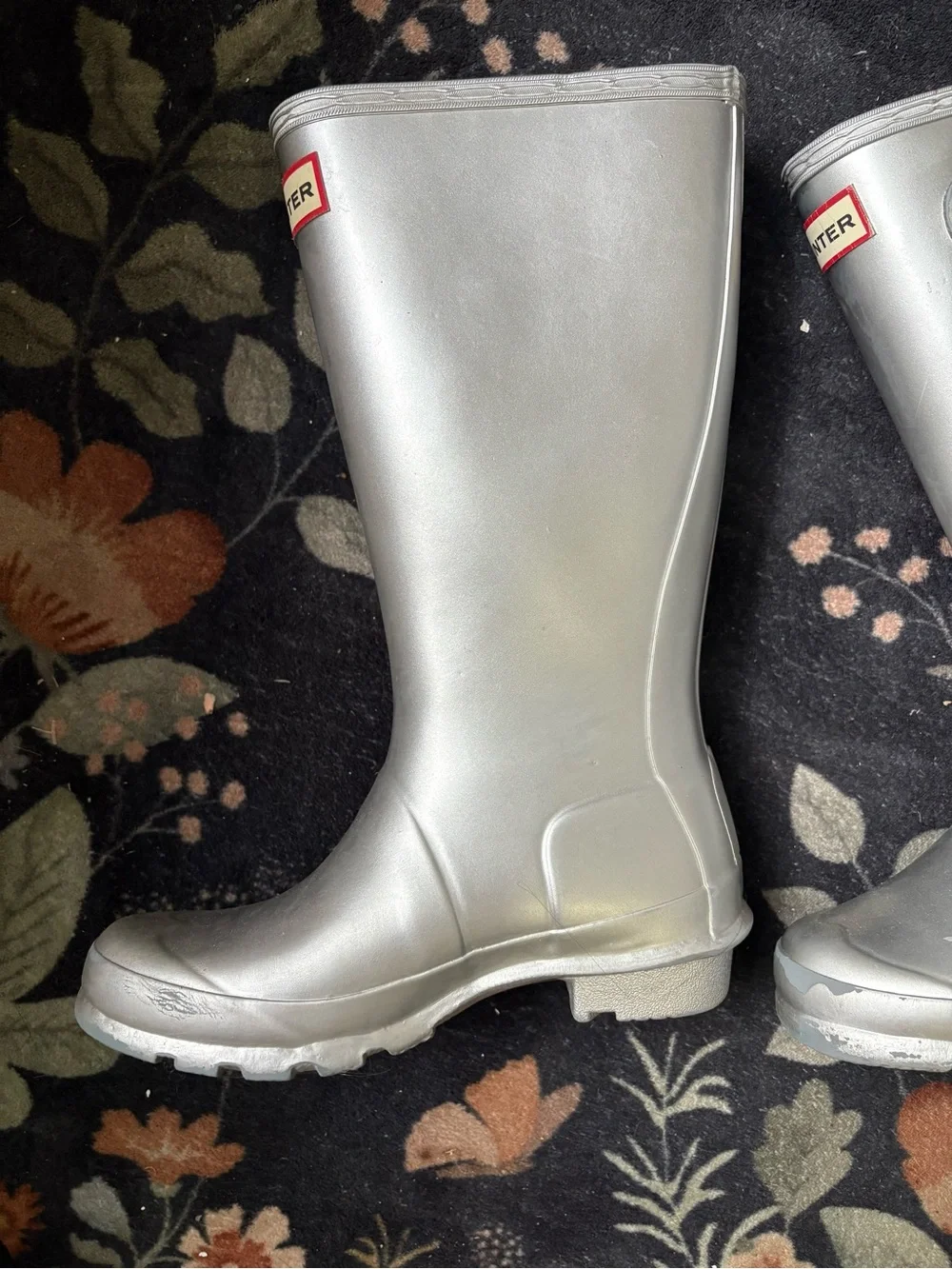 Hunter Metallic Silver Tall Rain Boots for kids